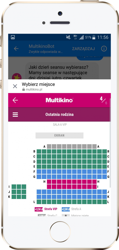 Chatbot w aplikacji Multikina – performance360.pl