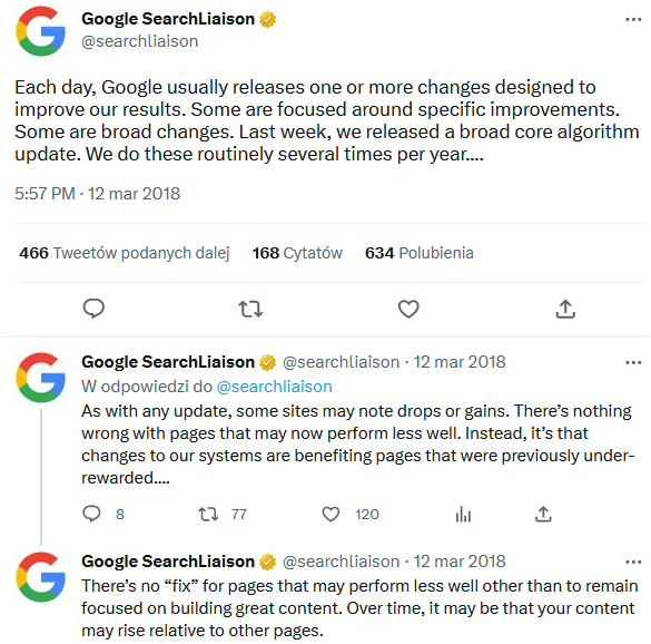 Google broad core algorithm updates 