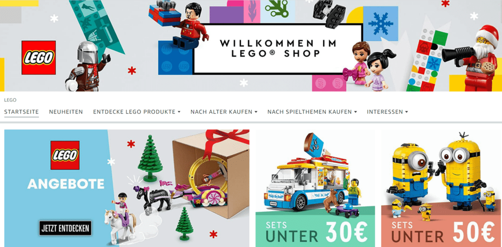 Reklama Amazon Brand Store firmy Lego