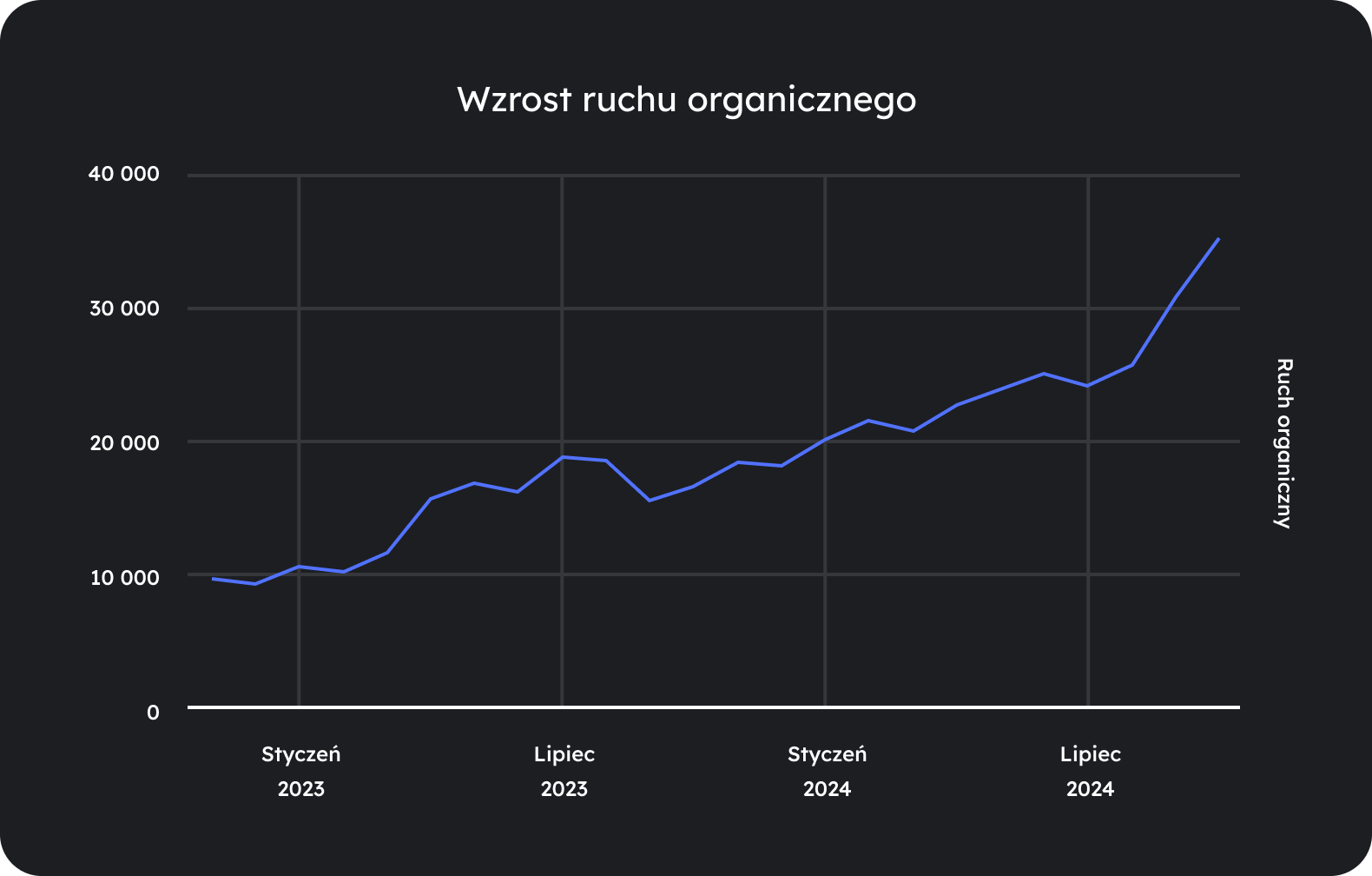 Wykres wzrostu miesięcznej liczby odwiedzin o +311%
